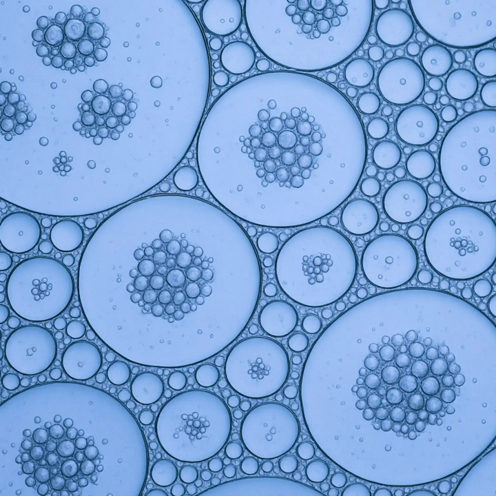 Microscopische opname van celstructuren en actieve ingrediënten in huidverzorging